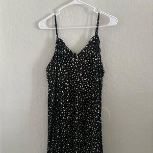 H&M Black Mini Dress with Small Floral Print